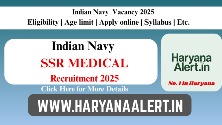 Indian Navy Recruitment 2025 for SSR Medical Assistant Apply online