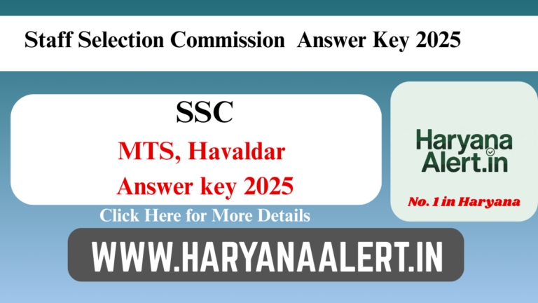 SSC MTS, Havaldar Answer Key 2025 Download Answer Key Pdf
